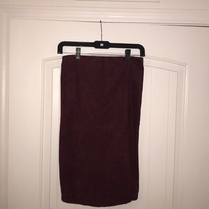 Burgundy Suede Midi Skirt